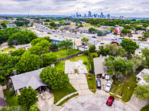 2402 Burleson Ct, Austin, TX 78741 larger ariel with view of downtown