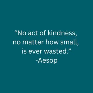 Quote- No act of kindness, no matter how small, is ever wasted.