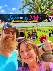 Kimberly Murphree and her husband at Tacoly Moly in South Austin