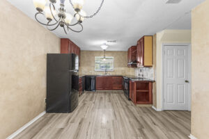 View of dining room into the kitchen providing open space.